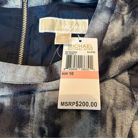 Michael Michael Kors Skyline Blue & White Fully Lined Capped Sleeve Dress Sz.10 - Picture 11 of 16